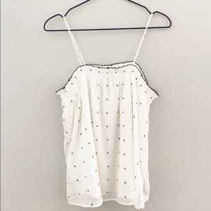 LOFT Polka Dot Unstructured Spaghetti Strap Blouse